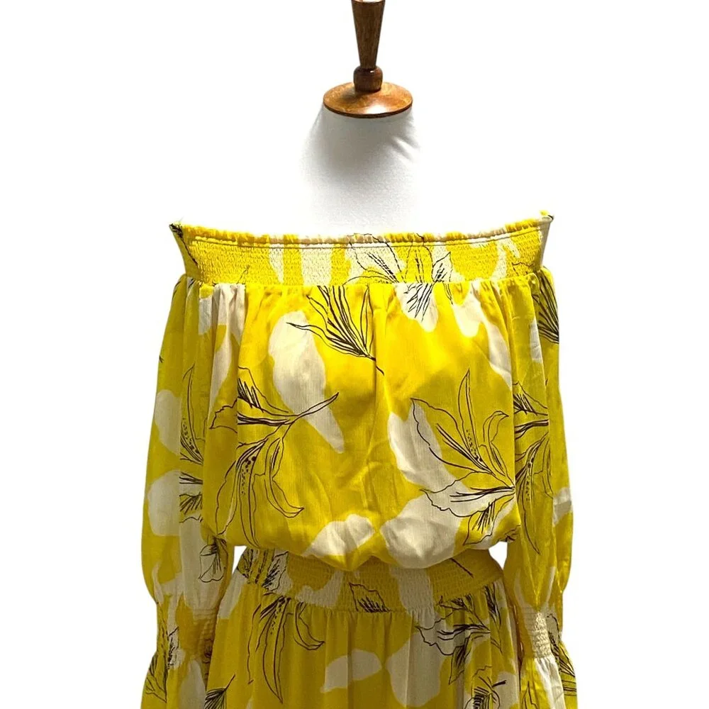 Chico’s Off Shoulder Pineapple Maxi Dress Yellow Size 10 - Picture 6 of 15